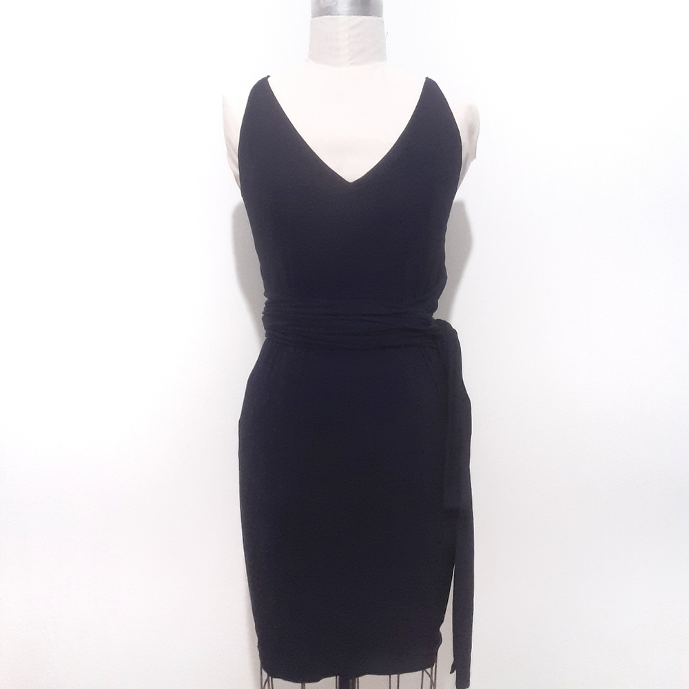 Donna Karan navy blue dress waist wrap ties S